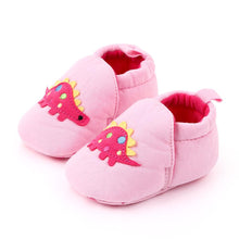Load image into Gallery viewer, Peach Dino Canvas Baby Shoes