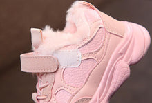 Load image into Gallery viewer, Pink Fur Lace Up Velcro Shoes