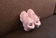 Load image into Gallery viewer, Pink Fur Lace Up Velcro Shoes