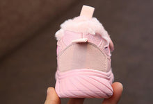 Load image into Gallery viewer, Pink Fur Lace Up Velcro Shoes