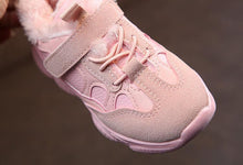 Load image into Gallery viewer, Pink Fur Lace Up Velcro Shoes