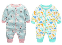 Load image into Gallery viewer, Set of 2 Baby Rompers - My Little Penguin &amp; Sweet-o-Saurus