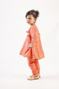 Bandhini Orange Girls Anarkali Set