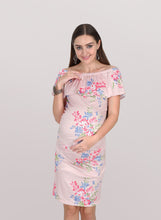 Load image into Gallery viewer, Floral Peach Off Shoulder Maternity Dress