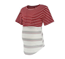Load image into Gallery viewer, Red and White Stripes Casual Maternity and Nursing Wear Top
