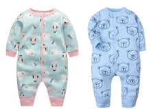Load image into Gallery viewer, Set of 2 Baby Rompers- Teddy Bear &amp; My little penguin