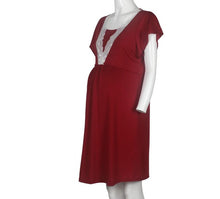 Load image into Gallery viewer, Lace Wine Maternity and Nursing Dress
