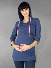 Load image into Gallery viewer, Blue Maternity and Nursing Hoody