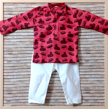 Load image into Gallery viewer, Rust Umbrella Print Boys Kurta Pajama Set