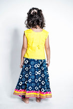 Load image into Gallery viewer, Yellow and Indigo Floral Girls Lehenga Set