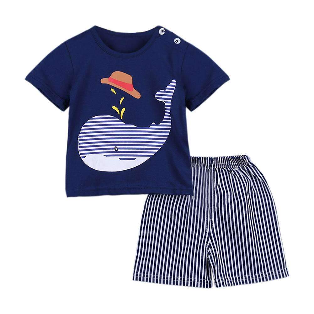 Baby and Toddler Shorts Set- Little Blue Whale 