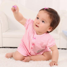Load image into Gallery viewer, Baby Romper Shorts- Pink Elephant- View
