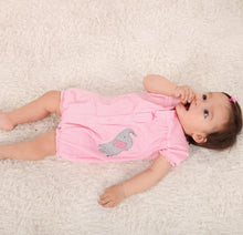 Load image into Gallery viewer, Baby Romper Shorts- Pink Elephant- Horizontal View