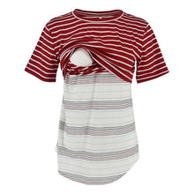 Load image into Gallery viewer, Red and White Stripes Casual Maternity and Nursing Wear Top
