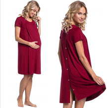 Load image into Gallery viewer, Wine Maternity and Nursing Wear Dress