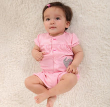 Load image into Gallery viewer, Baby Romper Shorts- Pink Elephant- Vertical View