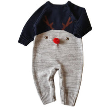 Load image into Gallery viewer, Reindeer Pom Pom Romper Navy Blue
