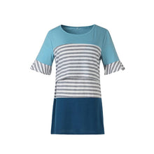 Load image into Gallery viewer, Blue and Grey Pin Stripes Casual Maternity Top- Front View