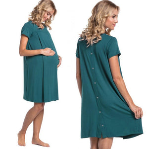 Turquoise Maternity and Nursing Nightwear Dress