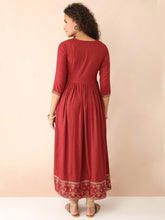 Load image into Gallery viewer, Maroon Angarkha Maternity and Nursing Kurti  - Back