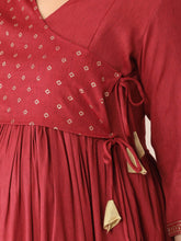 Load image into Gallery viewer, Maroon Angarkha Maternity and Nursing Kurti - Detail