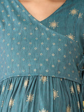 Load image into Gallery viewer, Pine Green Angarkha Maternity and Nursing Kurti - Front detail