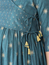 Load image into Gallery viewer, Pine Green Angarkha Maternity and Nursing Kurti - Side Detail