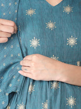 Load image into Gallery viewer, Pine Green Angarkha Maternity and Nursing Kurti - Nursing