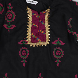 Black And Maroon Sharara Top Set