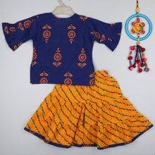 Load image into Gallery viewer, Blue And Yellow Sharara Top Set