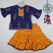 Load image into Gallery viewer, Blue And Yellow Sharara Top Set
