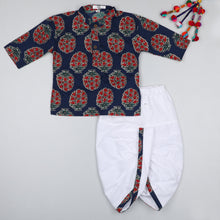 Load image into Gallery viewer, Blue And Red Dhoti Kurta Set