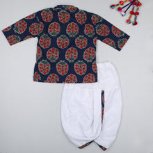 Load image into Gallery viewer, Blue And Red Dhoti Kurta Set
