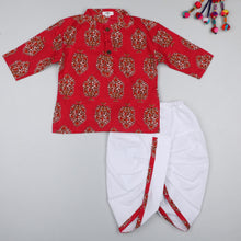 Load image into Gallery viewer, Pink And White Dhoti Kurta Set