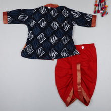 Load image into Gallery viewer, Indigo and Red Print Boys Dhoti Kurta