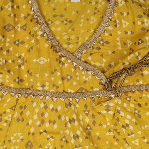 Bandhini Yellow Girls Anarkali Set