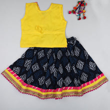 Load image into Gallery viewer, Yellow and Indigo Girls Lehenga Set