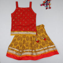 Load image into Gallery viewer, Red And Yellow Floral Girls Lehenga