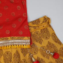 Load image into Gallery viewer, Red And Yellow Floral Girls Lehenga