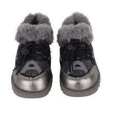 Load image into Gallery viewer, Gray Fur Lace Up Velcro Shoes