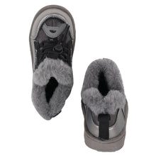 Load image into Gallery viewer, Gray Fur Lace Up Velcro Shoes