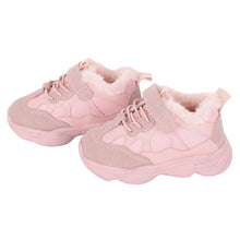 Load image into Gallery viewer, Pink Fur Lace Up Velcro Shoes