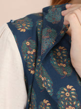 Load image into Gallery viewer, Peacock Blue with Crafted Khaadi Maternity and Nursing Kurti - Titch button