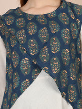 Load image into Gallery viewer, Peacock Blue with Crafted Khaadi Maternity and Nursing Kurti - neckline panel