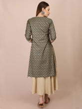 Load image into Gallery viewer, Sage Green Gold Print Maternity and Nursing Kurti - back