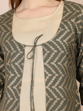 Load image into Gallery viewer, Sage Green Gold Print Maternity and Nursing Kurti -Neckline