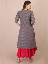 Load image into Gallery viewer, Frost Grey Printted Maternity and Nursing Kurti - Back