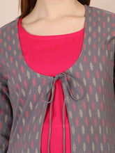 Load image into Gallery viewer, Frost Grey Printted Maternity and Nursing Kurti - Neckline
