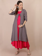 Load image into Gallery viewer, Frost Grey Printted Maternity and Nursing Kurti