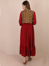 Load image into Gallery viewer, Boho Chic Maroon Maternity and Nursing Kurti - Back